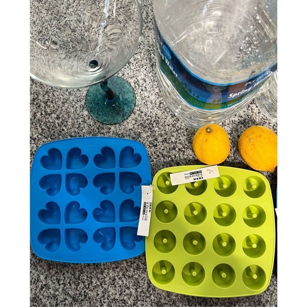 Ikea Lot of 4 Silicone Molds Ice Cubes Fish Heart Mini Donuts for Parties